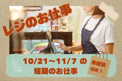 【10/21～11/7までの18日間】大手生活雑貨ブランド店でのレジスタッフ／鴨宮駅から車で10分